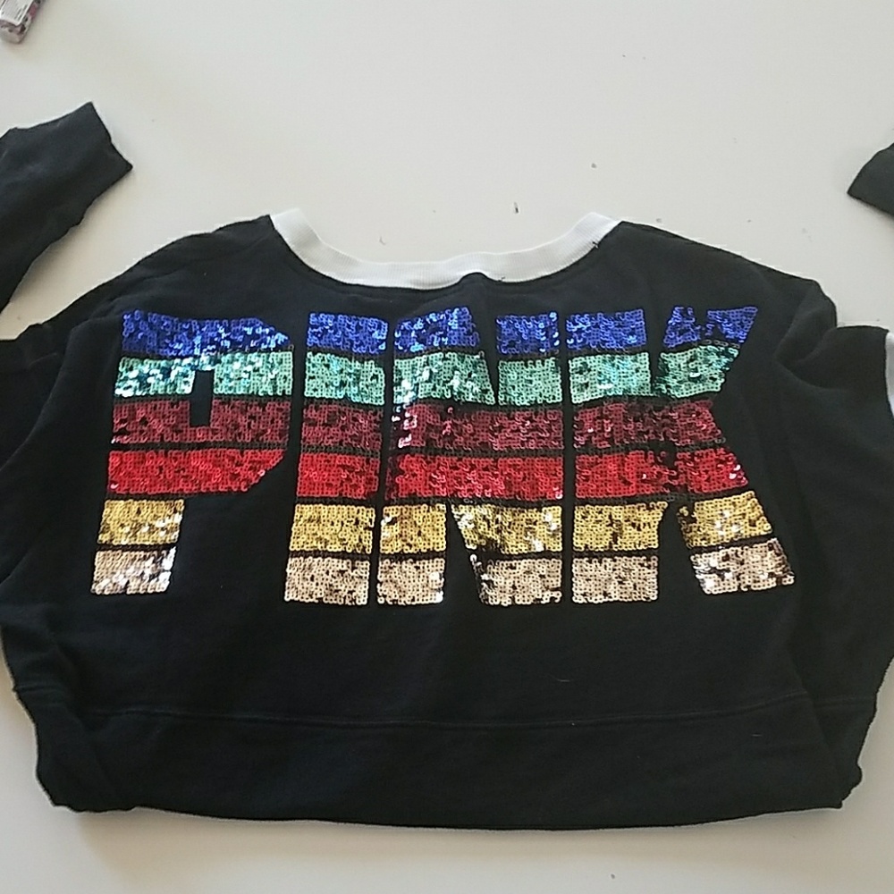 Rainbow sequined PINK sweatshirt